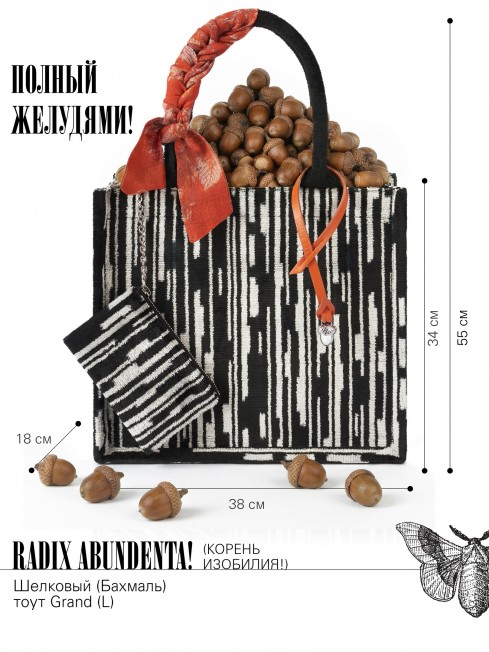 Сумка из Шелка полная ЖЕЛУДЯМИ Женский ACORN_RADIX ABUNDENTA!_Tote/L